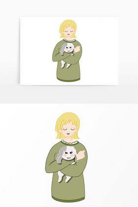 女孩抱宠物图片