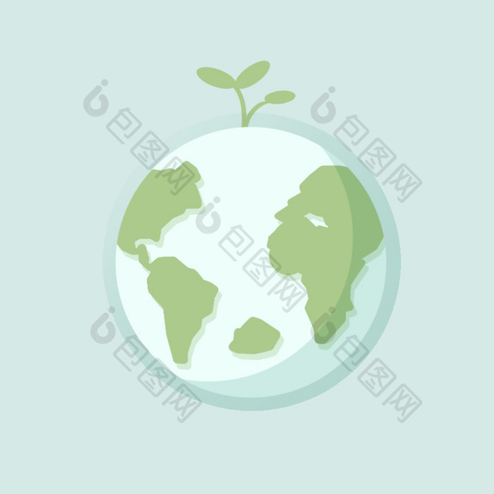 绿色扁平卡通环境日爱护地球动图GIF