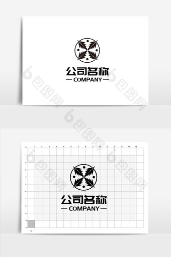 艾草八卦重复构成组合简约通用logo图片