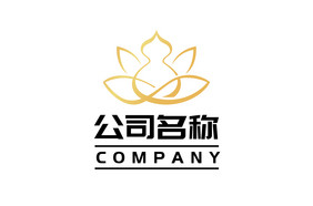 金色葫芦绿叶组合简约通用logo