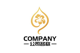 金色花朵香气绿叶组合商务简约通用logo