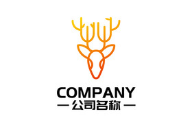 线条树林鹿logo图片