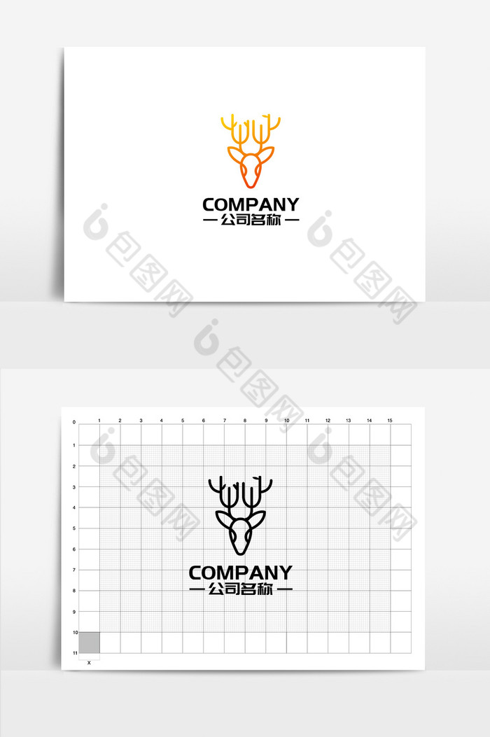 线条树林鹿logo图片图片