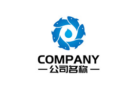 旋转鱼水珠元素商务通用logo