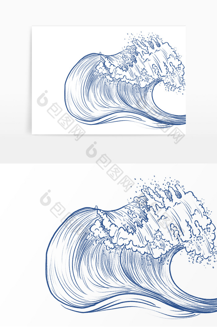 线描风大海海浪浪花图片