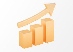 3d立体鎏金风格指数上升理财金融元素