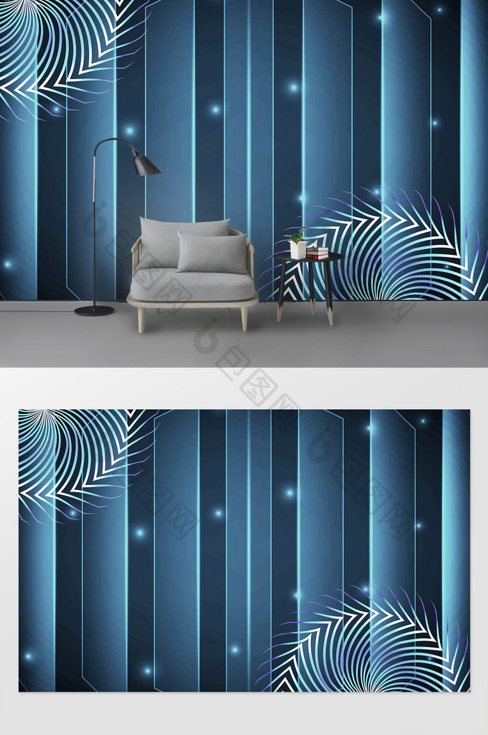 蓝色商务科技纹理墙纸背景墙