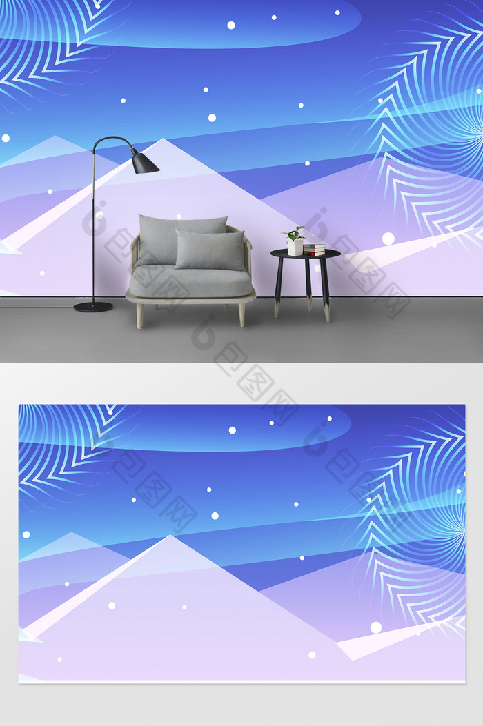 蓝色小清新抽象梦幻背景墙图片图片