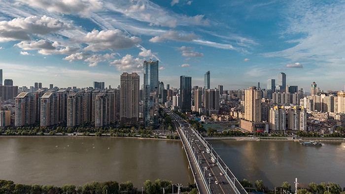 实拍武汉江汉一桥延时摄影视频