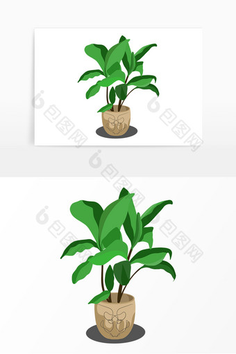 植物盆栽绿色造景卡通元素图片