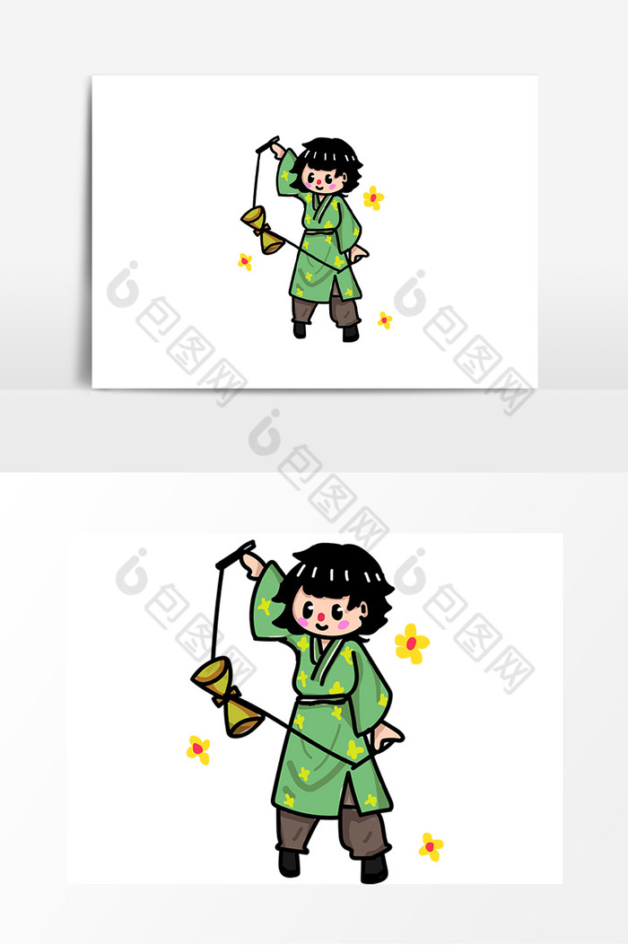 中国风非物质文化遗产抖空竹形象图片