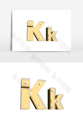 C4D创意黄金质感立体英文字母K图片