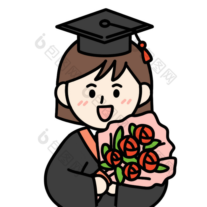 毕业季女孩表情包拿花