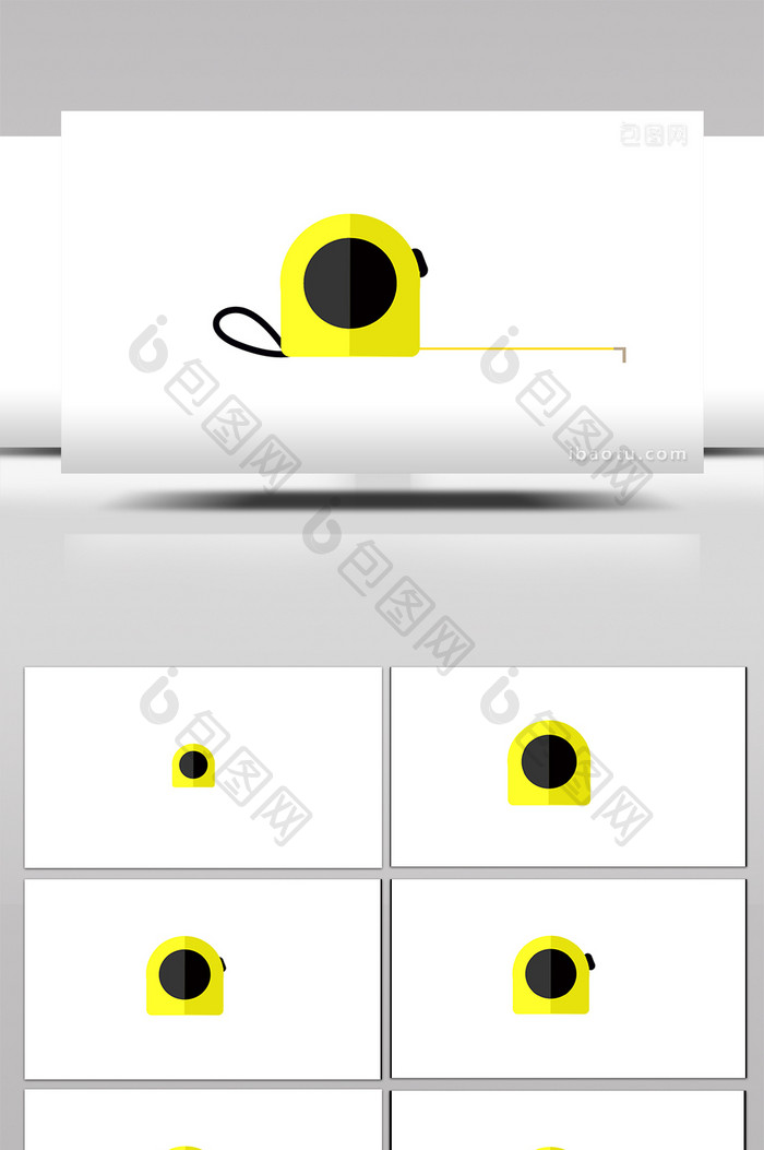平面风格扁平化五金工具类钢卷尺mg动画