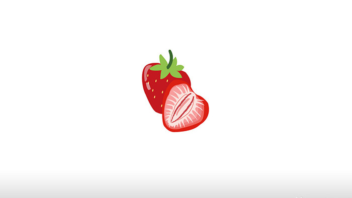 简单扁平画风食品类水果草莓mg动画