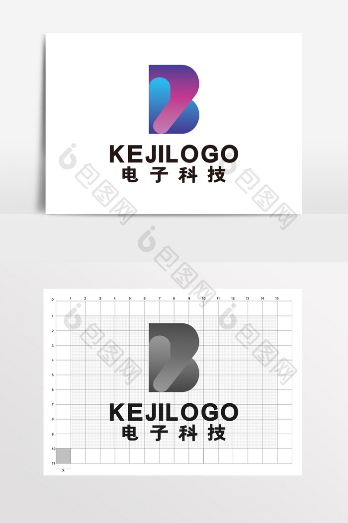 电子科技大气字母B通讯LOGO标志VI