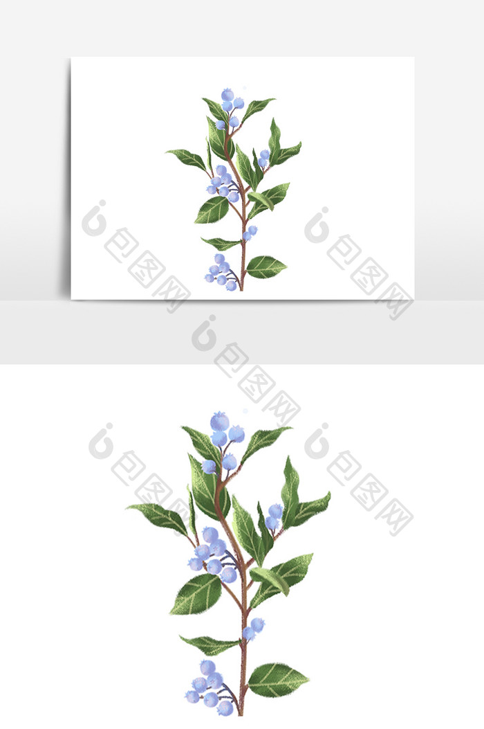 世界环境日花卉插画元素蓝色