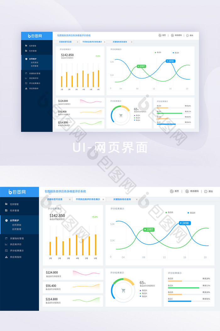 蓝色可视化数据监测智能网页界面图片图片