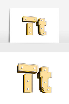 c4d金屬質感英文字母t