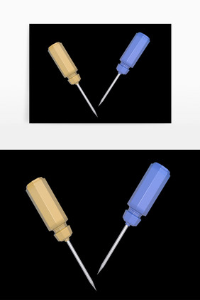 生产工具尖头螺丝刀装饰元素
