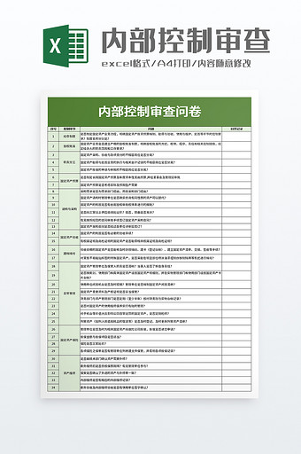 内部控制审查问卷excel模板图片