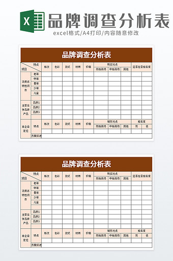 品牌调查分析表excel模板图片