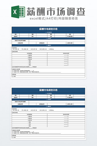 企业薪酬市场调查问卷excel模板图片