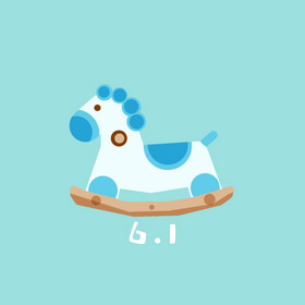 蓝色扁平卡通六一木马动图gif61儿童节快乐舞台小男孩骑木马插画梦幻