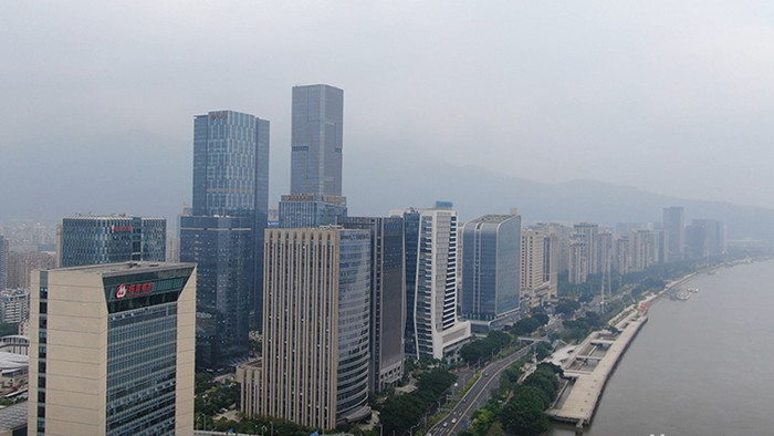 航拍福建福州城市高楼