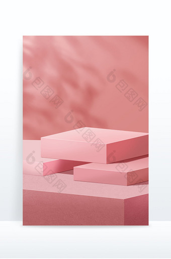粉色台阶立体背景光影图片