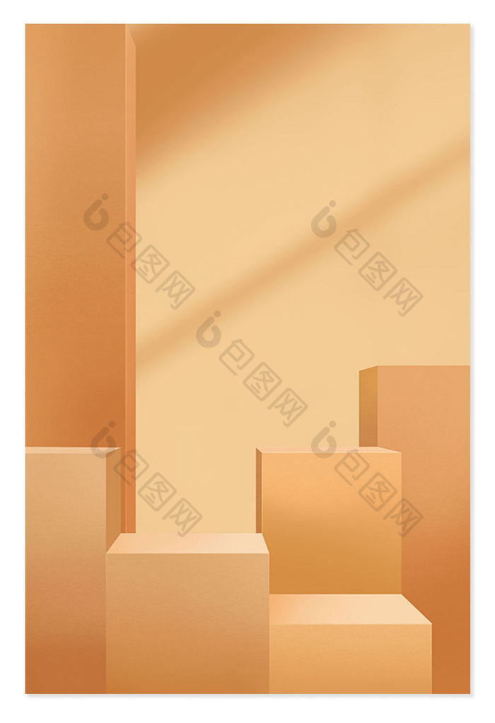 金色方块台阶立体背景