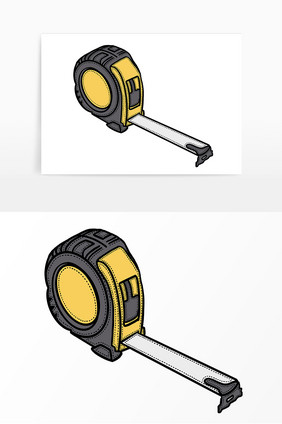 手绘卡通卷尺工具装饰元素