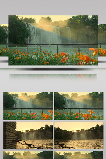 4k唯美瀑布水流自然风景空镜意境视频素材图片