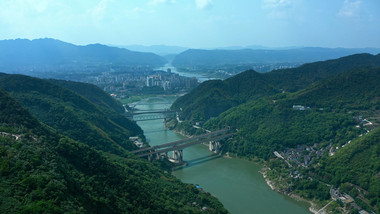 4k航拍夏季重庆八桥叠翠自然风光风景