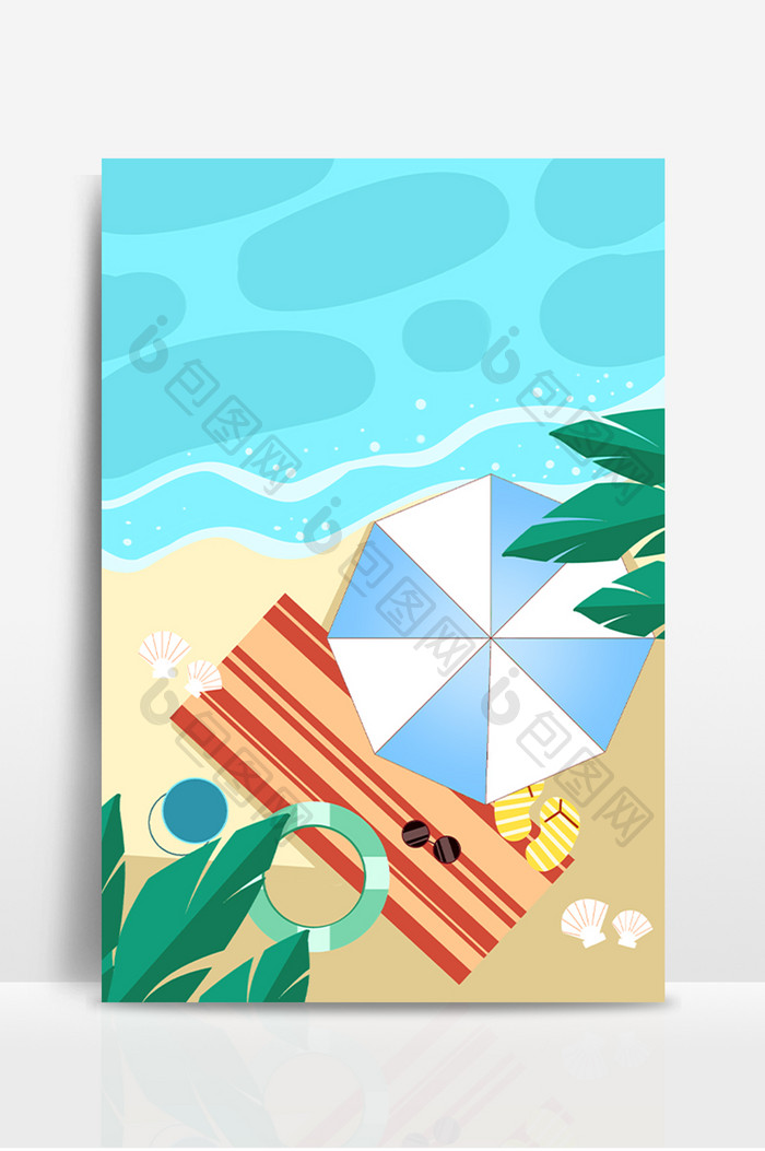 夏季沙滩遮阳伞背景