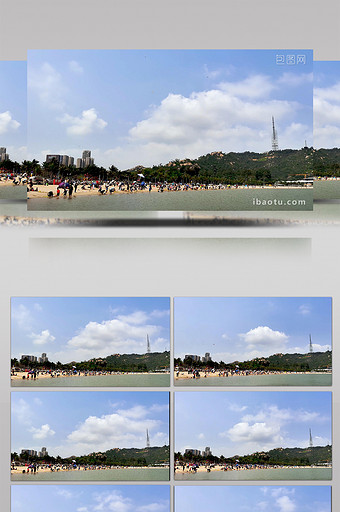 4K实拍珠海香炉湾沙滩休闲人群延时摄影图片