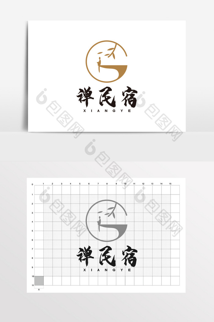 禅意境民宿寺院佛缘LOGO标志VI