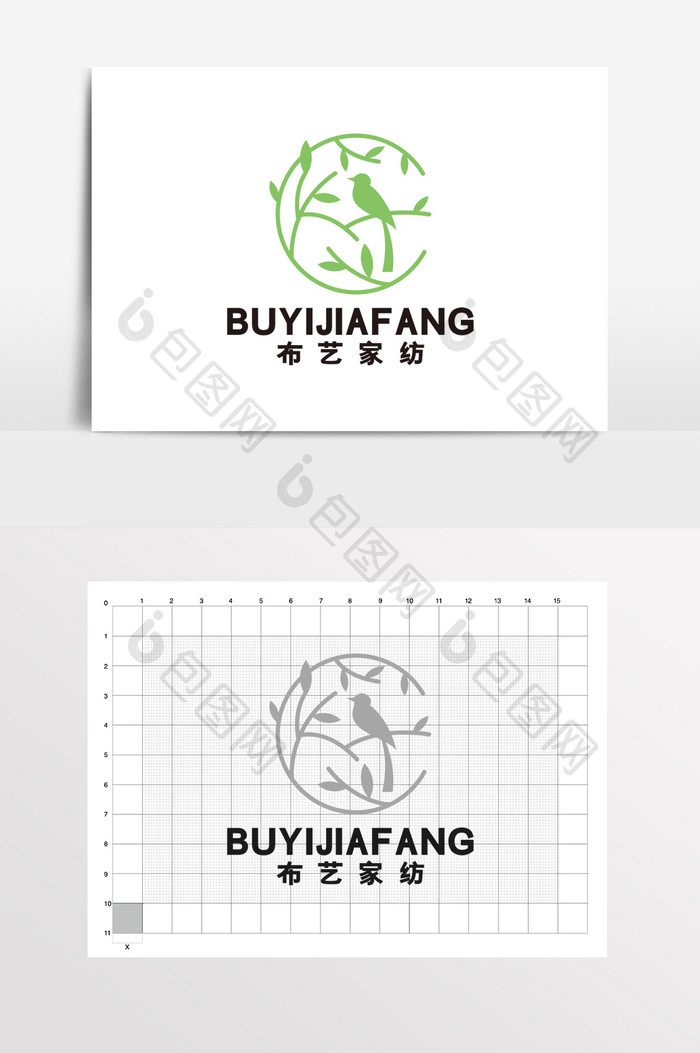 布艺家纺小鸟布艺花鸟鱼市LOGO标志VI