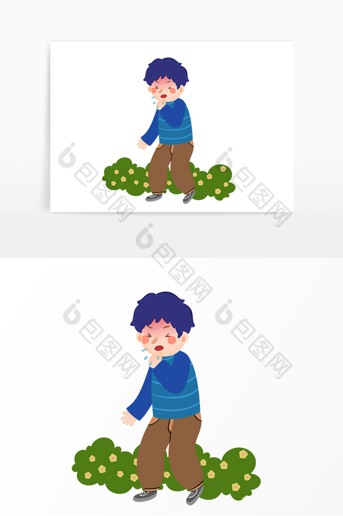 男孩花粉过敏图片png下载-包图网