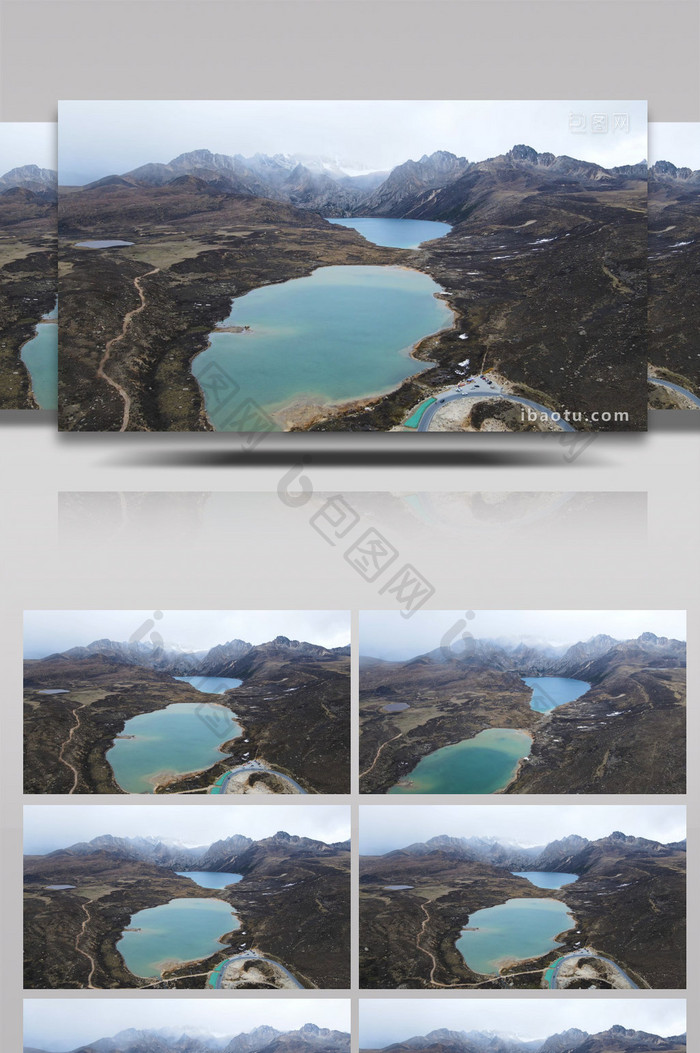 4K航拍中国高原湖泊姊妹湖自然风光
