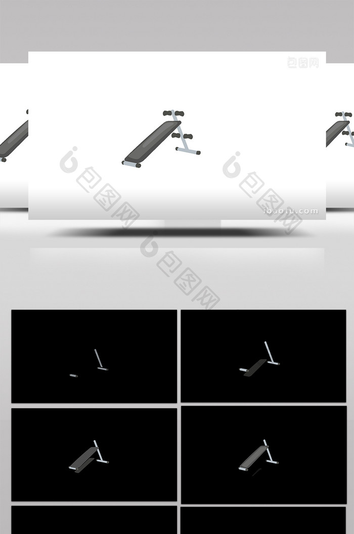 简约扁平风健身器材类仰卧起坐器材mg动画