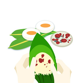 端午节包糯米红枣粽子图片