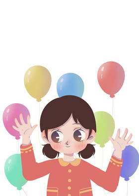 庆祝儿童节气球女孩