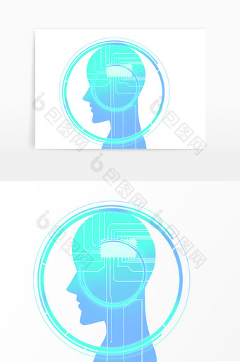 蓝色科技人体头像图片