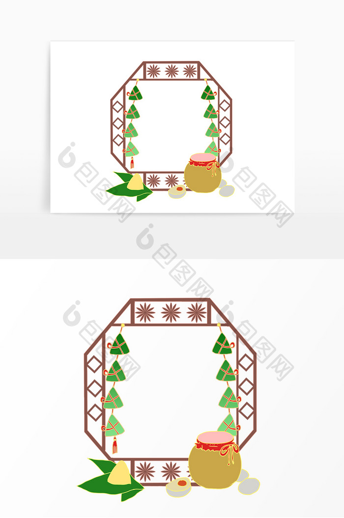 国风端午粽子雄黄酒边框