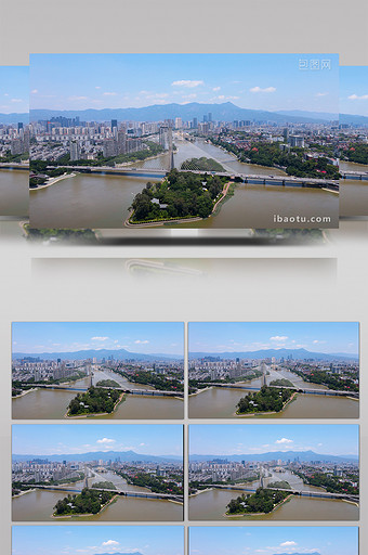 航拍福州闽江三县洲大桥移动延时摄影图片