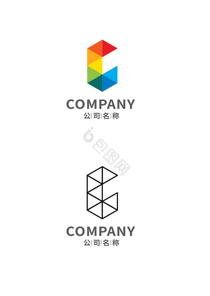 C字母彩虹字母logo图片