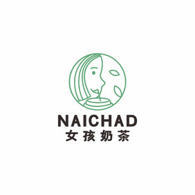 奶茶店可爱女孩饮品店LOGO标志VI