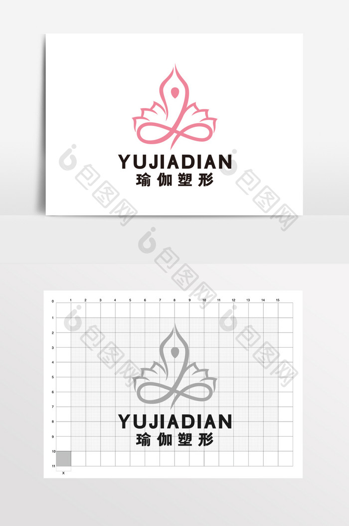 瑜伽瘦身塑身古典莲花美容LOGO标志VI