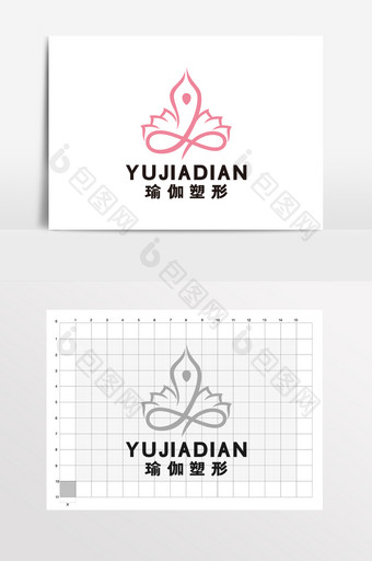 瑜伽瘦身塑身古典莲花美容LOGO标志VI图片